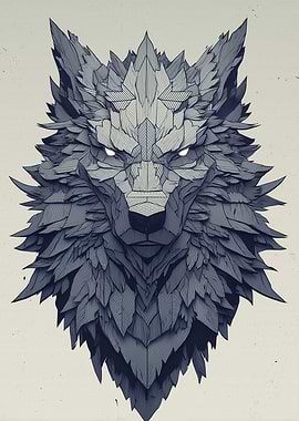 Geometric Wolf Head Illustration