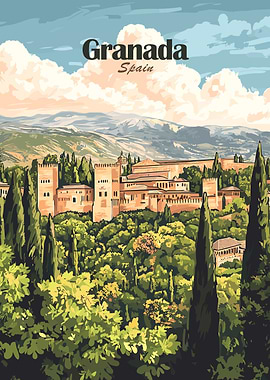 Granada Spain Travel Poster