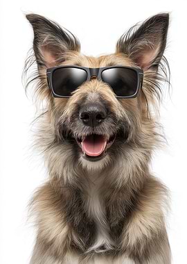 Cool Berger Picard Dog with Sunglasses Portrait