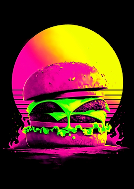 Vaporwave Neon Burger