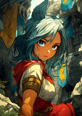 Medieval Anime Girl with Cat Ears