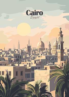 Cairo, Egypt Cityscape Illustration