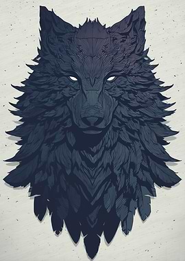 Detailed Black Wolf Portrait