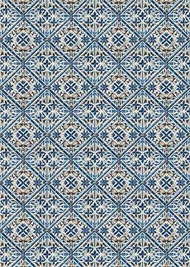 Blue and Beige Tile Pattern