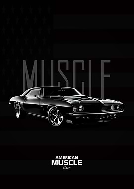 American Muscle Car Black and White