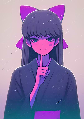 Anime Girl with Bow and Kimono