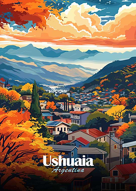 Ushuaia, Argentina, scenic landscape art