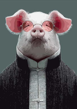 Pig in Suit with Glasses