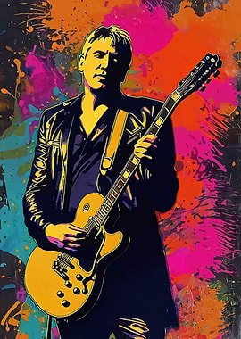 Alex Lifeson with Guitar Colorful Art
