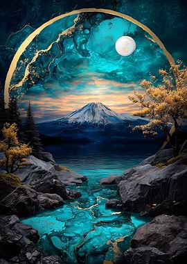 Mountain Lake with Golden Circle