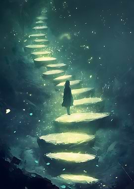 Girl on Magical Stairway