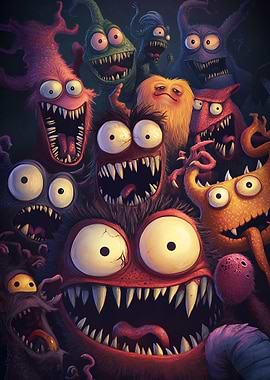 Cartoon Monsters Crowd