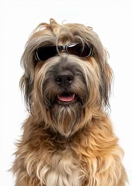 Cool Briard Dog with Sunglasses Portrait