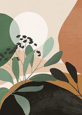 Abstract Floral Art with Geometric Shapes