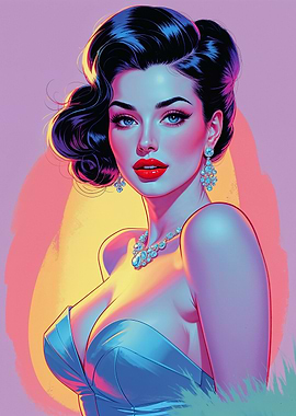 Glamorous Brunette Pin-Up Portrait