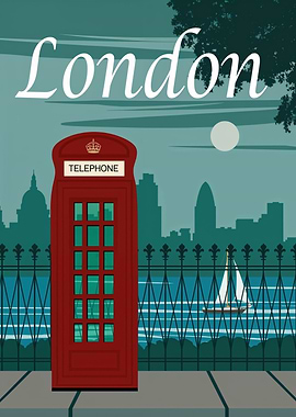 London Telephone Booth Illustration