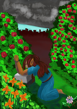 Praying The Rosary in the Garden