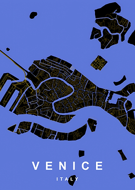 Venice, Italy Map Art