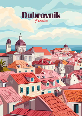 Dubrovnik Croatia Cityscape Illustration