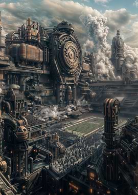 Steampunk Football Stadium Cityscape