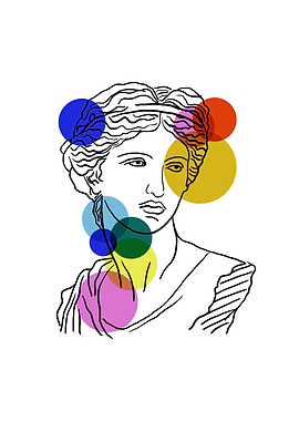 Classical Bust with Colorful Circles