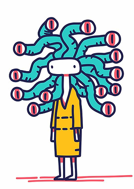 Cartoon Medusa-like Character Illustration