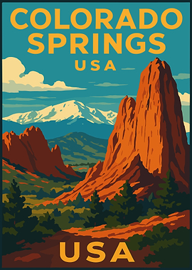 Colorado Springs USA Travel Poster