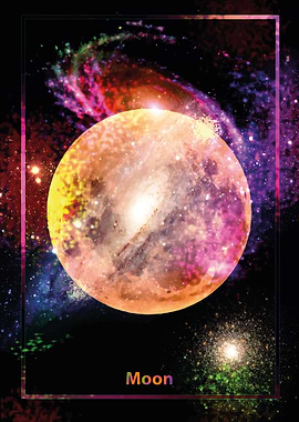 Colorful Moon in Space