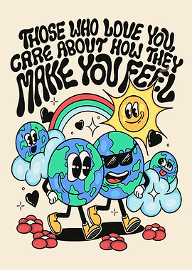 Cartoon Earths with Positive Message