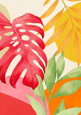 Abstract Art Tropical Leaves 121