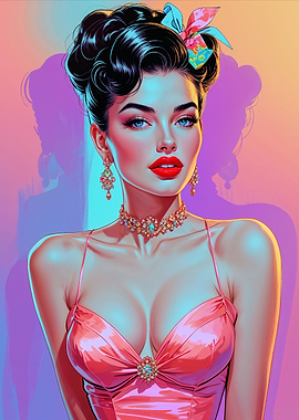 Glamorous Brunette Pin-Up Portrait