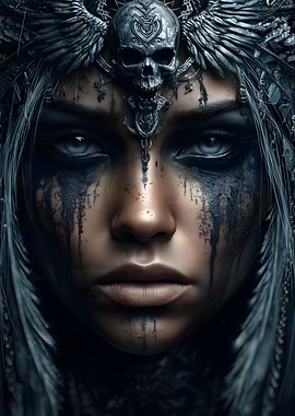 Skull Headdress Woman Portrait