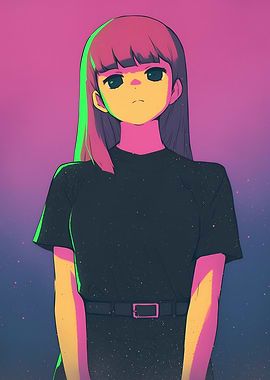 Anime Girl with Black Shirt