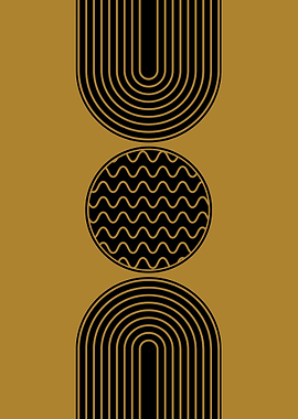 Abstract Geometric Shapes on Gold Background