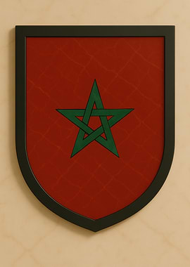 Moroccan Flag Shield - Marble look