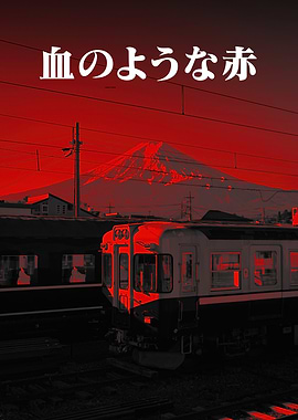 Japanese Train with Mount Fuji Backdrop