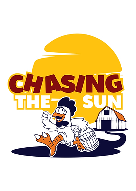 Chasing the Sun Cartoon Chicken Illustration