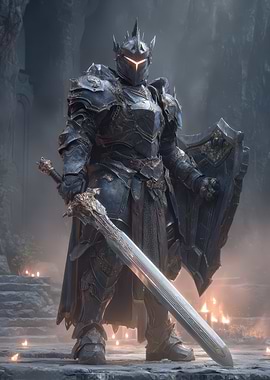 Dark Knight With Sword And Shield