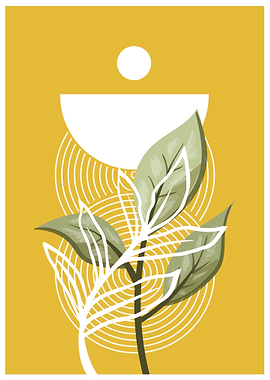 Minimalist Botanical Art on Yellow Background