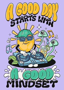 Good Day Good Mindset Cartoon Illustration