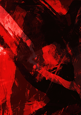 Abstract Red and Black Brushstrokes