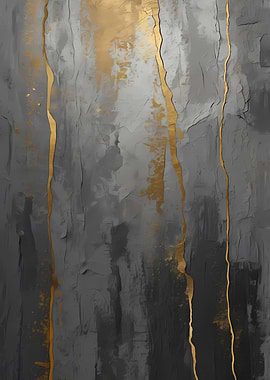 Abstract Gray and Gold Textured Art