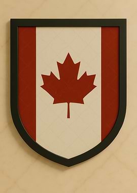Framed Canadian Flag Shield - Marble look