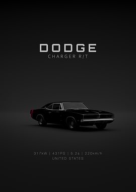 Front Dodge Charger RT 1969 - Black Specs
