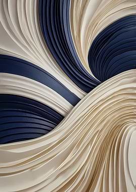 Abstract Waves in Blue and Beige