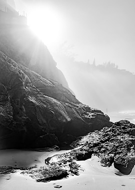 Black and White Coastal Rock Formation