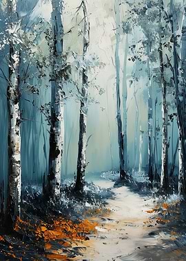 Winter Forest Path Painting