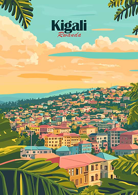 Kigali Rwanda Cityscape Illustration