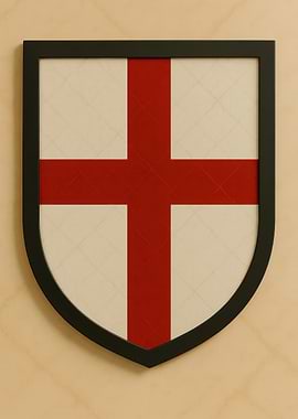 Shield with Red Cross of Saint George - Marble look