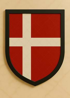 Danish Flag Shield with Black Frame - Marble look